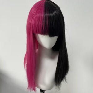 Half-black and Half-red Wig